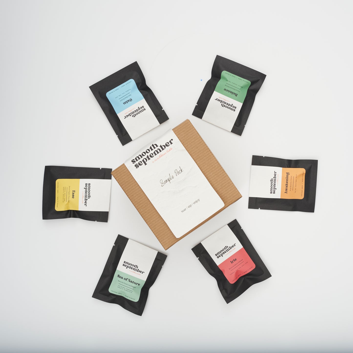 
                  
                    Sample Collection
This curated collection includes the top 6 selections from our signature blends. Drink to your health and let your senses take flight with a stunning variety of hanSmooth September, LLCOur Tea CollectionTea Blend Sample Pack
                  
                